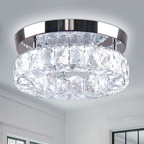CXGLEAMING Deckenlampe Led Deckenleuchte Kristall Kronleuchter 16W 6500K 1280lm Geeignet für Wohnzimmer, Schlafzimmer, Küche, Balkon, Keller und Büro 25cm Deckensockel(Weißes Licht)
