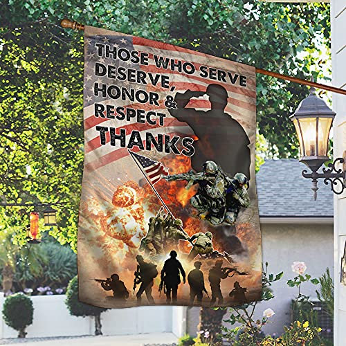 Yard-Flaggen Perfekte House Sign Wind Und Regenfeste Hofflagge Décor Für Festival Porch Veranda Veteranenflagge: Diejenigen, Die Dienen, Verdienen Ehre, Respekt, Dank 30x45cm