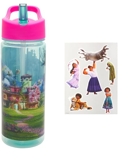 Encanto Make a Scene Sticker Kids Water Bottles with Flip up Straw 500ml – Gifts For Girls, Official Encanto Toys by Polar Gear – BPA Free, Leakproof, Recyclable Plastic Girls Water Bottle