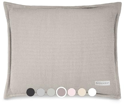 SAUNASOFA Saunakissen 40x50 cm aus Baumwolle - Waschbar & hitzebeständig - Kopfstütze für Sauna & Infrarotkabine - Wellness Zubehör für Sauna & Infrarotsauna in Taupe