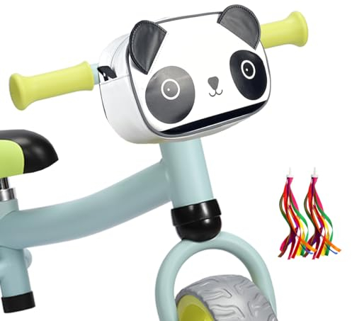 TOURSLOV Lenkertasche Kinder Fahrrad, Reflektierend Fahrradtasche Lenkerkorb Fahrradkorb fürs Laufrad Scooter Dreirad, Zubehör Kinderfahrrad für Jungen Mädchen, mit Schultergurt und 2 Lenkerfransen