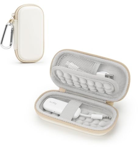 Hartschalenkoffer für UGREEN/Avantree Relay/1Mii/YMOO Bluetooth Sender Klinke Bluetooth Adapter, Tragbare Reisetasche für USB-Kabel, Adapter, Speicherkarten, U Disk (Beige)