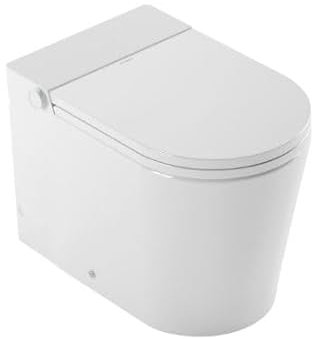 Mizubath - Inodoro Inteligente Económico con tanque incorporado | Limpieza por agua con regulación temperatura | Mando distancia | Instalacion a suelo con salida vertical |Inodoro Japones Rada BASIC