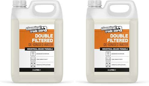 Chemical Trade De-Ionised Water for Car Batteries & Steam Irons, 5L - Ultra Pure, Low Conductivity, Demineralised for Industrial & Household Use (Pack of 2)