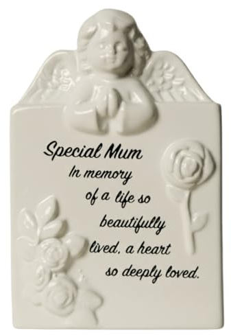 PMS Eternal Special Mum Memorial Grave Vase, White with Cherub Design, Outdoor Flower Holder
