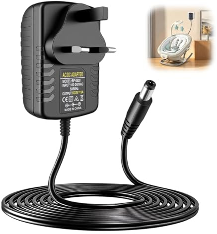 5V 3A Baby Swing Charger Power Cord, 15W AC to DC Power Supply Adapter | Replacement for Graco Simple Sway, Glider LX, Lovin Hug, Sweetpeace, DuetSoothe, Compatible with 5V 2A 1A Electric Bouncer