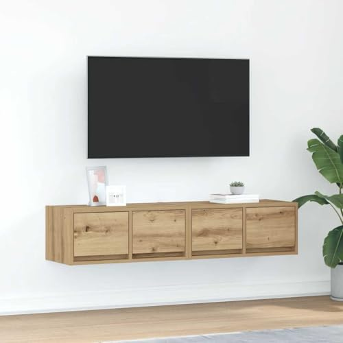 GeenYuu Meubles TV 2 pcs chêne Artisanal Bois d'ingénierie 60x31x25,5 cm Meuble télévision Mural avec tiroir Rangement pour Salon séjour Design Moderne Industriel