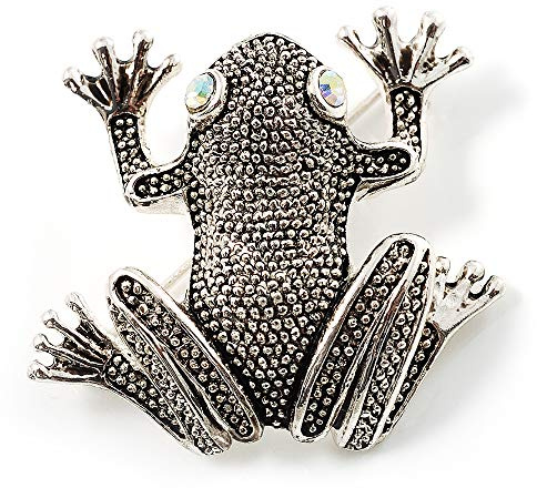 Broche grenouille en marcassite (ton argent antique), taille unique, Pas de type de métal, Pas de gemme
