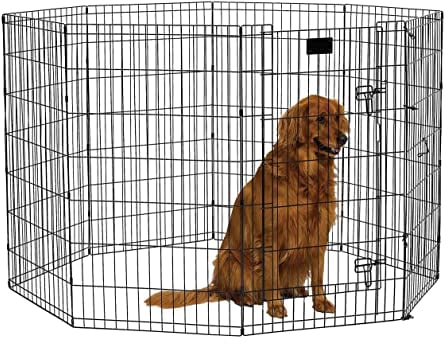 MidWest Homes for Pets 550-42 Laufstall und Spielgehege für Hunde, mit Tür, 61 x 107 cm, schwarze E-Beschichtung