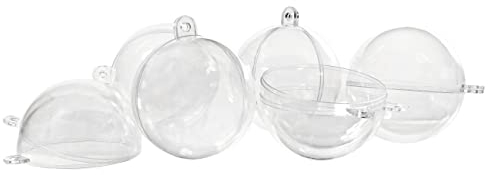 6 Acryl-Kugeln Ø 10 cm teilbar transparent mit Aufhängeöse