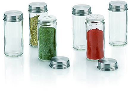 kela Gewürzgläser mit Streueinsatz 6 teilig, Gewürzstreuer fein & grob, Edelstahldeckel, Gewürzglas rund, Gewürzdosen Set, FIDELIS