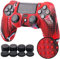 YoRHa Studded Silicone Cover Skin Case for Sony PS4/slim/Pro Dualshock 4 Controller x 1(camouflage red) With Pro thumb grips x 8