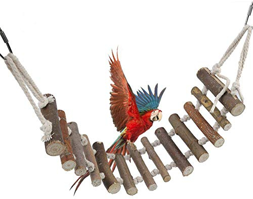 Vögel Spielzeug Holzleiter Hölzerne Strickleiter mit Seil Swing Bridge für Wellensittiche Sittiche Papageien Pet Training Spielzeug