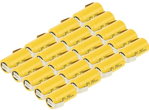 20x XCell SUB-C Akku Zelle - 2000mAh / 1,2V / NIMH mit Z-Lötfahne - Hochleistungs- Markenzelle in Industriequalität Gelb