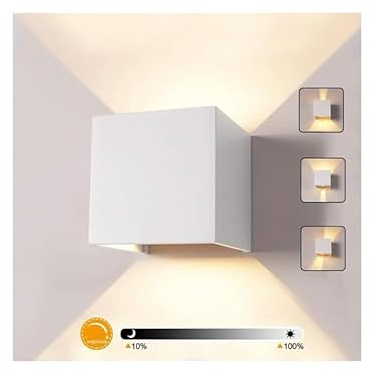 Elitlife 12W Wandleuchte Dimmbar Aussen/Innen LED Wandbeleuchtung, Warmes Licht Wasserdicht Verstellbare Walllampe, Dimmer Aluminium Wasserdicht für Garten/Weg Veranda hell-Warm (Weiß)