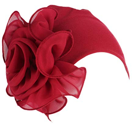 YONKOUNY Turban Hut Damen Sommer Elastisch Wraps Blumenmuster Kopftuch Chemo Hut Kopfbedeckung Kopfbedeckungen Kappe Kopfband Turban Mütze Beanie (Weinrot)