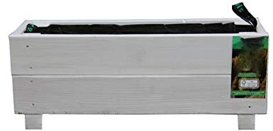 HOQ Pflanzkasten 60x22x24,5cm aus Lärche weiß gekälkt mit Vlies und Griffen