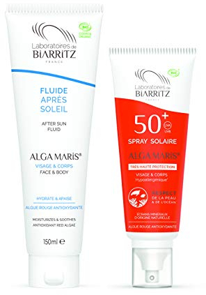 Sonnenschutz Set von Alga Maris | Sonnenspray LSF50 100ml und Alga Maris After Sun Fluid | BIO zertifizierte Naturkosmetik mit Sofortschutz und ohne Weißeleffekt