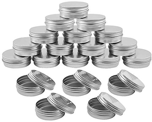 Lucywey 20 Pcs Pots en Aluminium,30 ml Conteneurs Cosmétiques Vide Pots pour Cosmétiques Baume Bougie Stockage de Voyage(Argent)