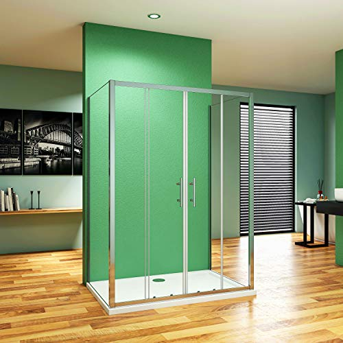 Aica Sanitär U Form duschkabine 120x80x80cm Dusche U-Kabine Schiebetür Sicherheitsglas H190cm