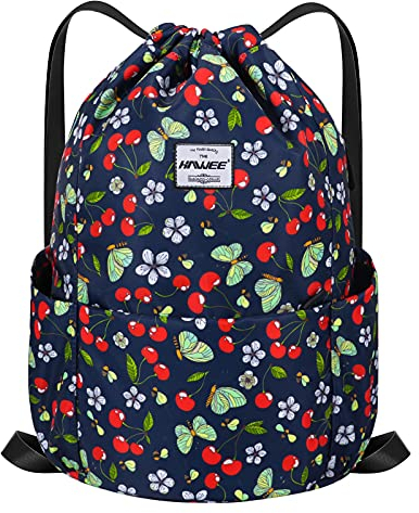 HAWEE Wasserdicht Kordelzug Rucksack mit Innentasche Groß Turnbeutel Kordelzug Tagesrucksack Tunnelzug Tasche Sporttasche Unisex für Frauen Männer Reise Alltag Outdoor Yoga Schule Strand Schwimmen
