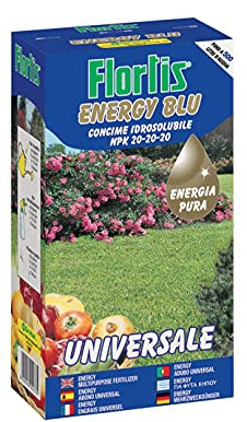 Concime Universale BLU NPK 20-20-20 in Polvere solubile da Kg 1, per Siepi, Prati, Aiuole e piante fiorite, fino a 500lt di acqua