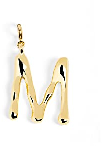 SINGULARU - Charm Letter XL. Colgante Inicial en Latón con Acabado Baño de Oro de 18 Kt. Combinable con Collar. Joyas para Mujer. Letra M