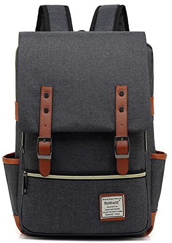 UGRACE Slim Business Laptop Backpack Casual Daypacks College Shoulder Bag for Men Women, Tear Resistant Unique Travelling Backpack Fits up to 15.6 Inch Laptop in Charcoal Black
