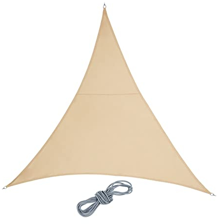 Relaxdays Voile d'ombrage Triangle, Tissu PES, imperméable, concave, Toile Soleil avec Cordes, 3 x 3 x 3 m, Sable