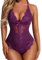 Aranmei Sexy Snap cavallo Body per le donne cattivo un pezzo pizzo Babydoll Lingerie Teddy, Viola, S