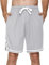 Litherday Shorts Herren Sportshorts Kurz Hosen Streifen Jogginghose Sommer Traininghose mit Taschen Elastischer Bund und Atmungsaktive Shorts zum Fitness, Running, Gym, Basketball, Hellgrau, L