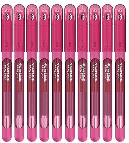 Newell Brands Paper Mate InkJoy Lot de 10 stylos à encre gel avec capuchon Couleurs assorties Pointe moyenne 0,7 mm pour adulte Rose