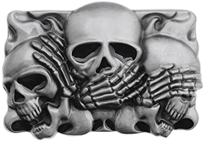 VGOL Herren Männer Gürtelschnalle Totenkopf Schädel Schnalle Zubehör für Wechselgürtel Passend für 3,8–4 cm breite Gürtel
