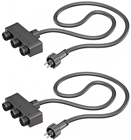 ledscom.de 2 Stück 3-fach Verteiler für Stecksystem NEMO (IP44), 1 m, schwarz