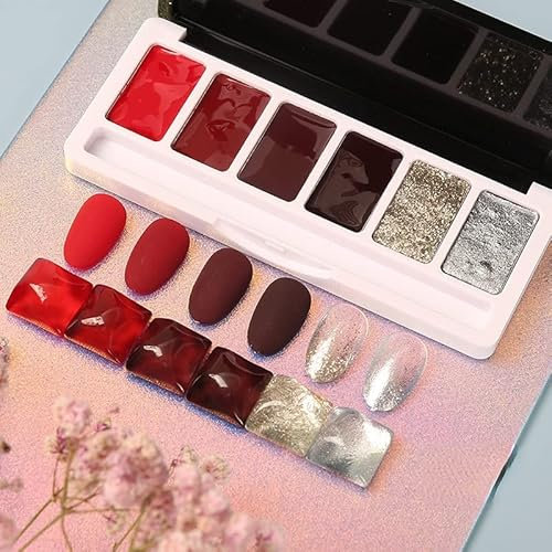 COGOALL 6 Colori Solidi Gel Nail Polish Palette, Smalto Gel Nudo, Fango Crema Nail Art Polacco Pigmento Impostato Per Il Salone Di Pittura Per Unghie Per Le Ragazze Donne (B)