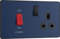 BG PCDDB70B Interrupteur de cuisinière électrique avec prise et LED, prise de commande, double pôle, plaque avant sans vis, Evolve, bleu mat, 45 A, PCDDB70B