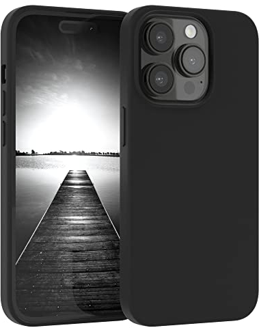 EAZY CASE Premium Silikon Handyhülle kompatibel mit iPhone 14 Pro, Slimcover mit Kameraschutz und Innenfutter, Silikonhülle, Schutzhülle, Bumper, Handy Case, Hülle, Softcase, Schwarz