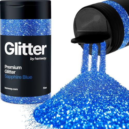 Hemway Premium Glitter Shaker - Sapphire Blue | Fine Metallic Flake Sequins for Resin & Epoxy Crafts | Craft Supplies for Tumblers, Festival, Hair, Face, Body, Eye & Nail Art | 130 g