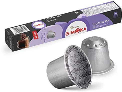 Gimoka Goût CHOCOLAT - 100 Capsules Aluminium - Compatibles avec les machines à café à usage domestique Nespresso* - Produit en Italie (lot de 10 x 10)