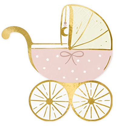 Set 20 Servietten Kinderwagen Babyparty Geburt Geburtstag Party niedliche Servietten Pink Gold Kinderwagen Form Deko Geburtstag Babydusche Baby Shower