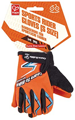 Hape - Guanti da motocross, bici e balance bike con cinturino regolabile e chiusura a strappo per bambini taglia S (3-4 anni)