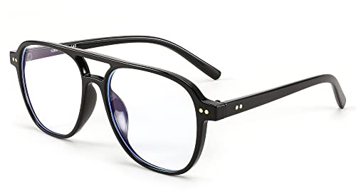 FEISEDY Blue Light Glasses for Women Men, Blue Light Blocking Computer Glasses Large Pilots Frame B2387