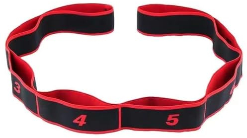 GIMIRO Fitness-Gummiband Segmentiertes Widerstandsband für Yoga Pilates Tanz Stretchband Rehabilitations Spannband (Red - 8 Loops)