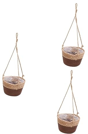 YARNOW Lot De 3 Paniers À Fleurs Élégants Tissés Faits À La Main Pots De Fleurs Suspendus pour Plantes Succulentes