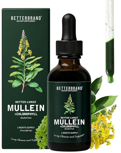 Betterbrand Mullein Drops, Alchohol-Free Lung Detox with Chlorophyll