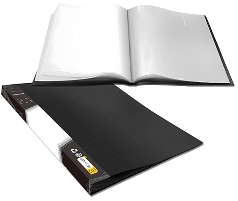 Kunst Portfolio Ordner, 40 klare Taschen Papierschützer, 80 Seiten Klare Präsentationsmappe für Kunstwerke, Briefe, Berichtsbögen, Dokumente (Für 28cm x 43.2cm geeignet)