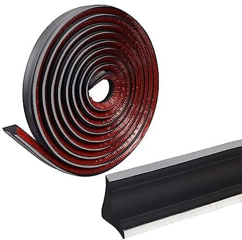 Jackfru 5M Deckenleisten 38 * 26mm, Flexible Zierleiste Selbstklebend, Quadrant Zierleiste, Anti-Schimmel-Sockelleiste, Wasserdichte Zierleiste für Wandkanten, Schrankkanten (Schwarz-B)