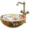 jdzjybqx Lavabo en céramique de style rétro de luxe pour salle de bain, 1 lavabo fait à la main en Jingdezhen