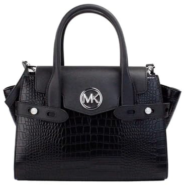 Michael Kors Carmen Umhängetasche mit Krokodilprägung, mittelgroß, Schwarz, Schwarz, Krokodil, Medium