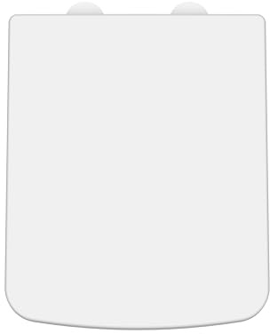 nuie NCH198W Modern Bathroom Square Soft Close Toilet Seat with White Cover Caps, 358 x 70 x 435mm, White